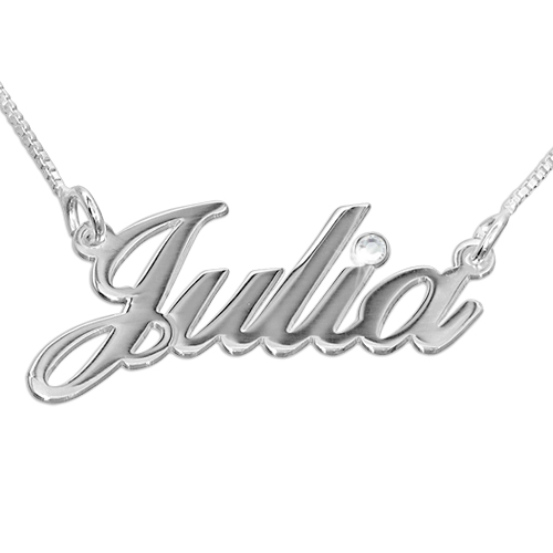 18 Karat Weißgold und Diamant Namenskette