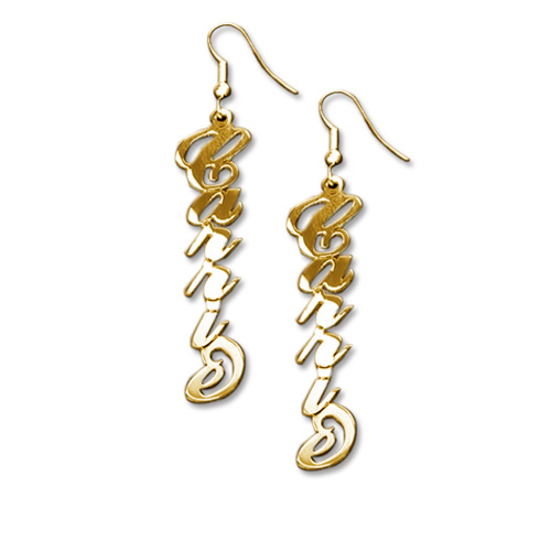 18ct Gold überzogenes Silber &quot;Carrie&quot; Name Ohrringe