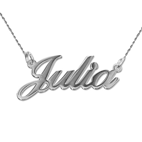 18 Karat Weißgold Klassische Namenskette mit Twist Kette
