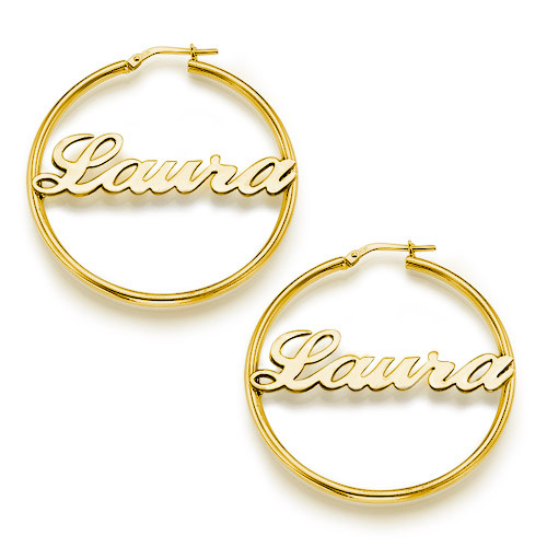 18ct Gold überzogenes Silber Hoop Name Ohrringe