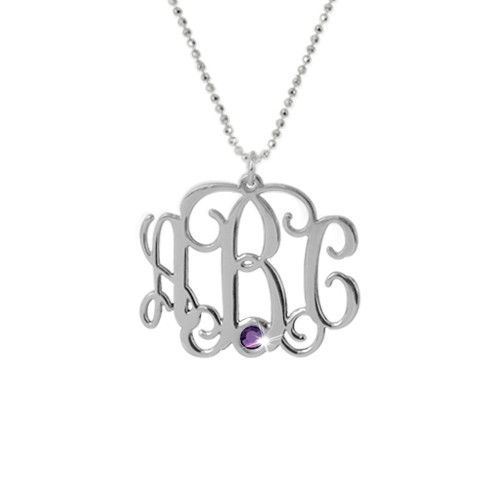 Sterling Silber Monogramm Halskette mit Swarovski