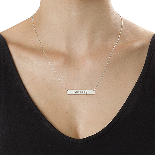 Sterling Silver Bar Halskette Typenschild