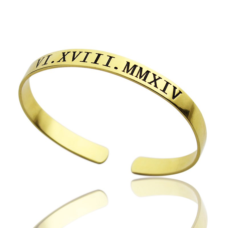 Personalisierte römische Ziffer Armband 18 karätigem Gold überzogen