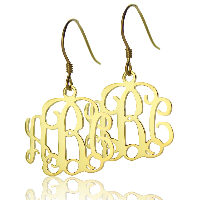18ct Gold überzogene Monogramm Ohrringe