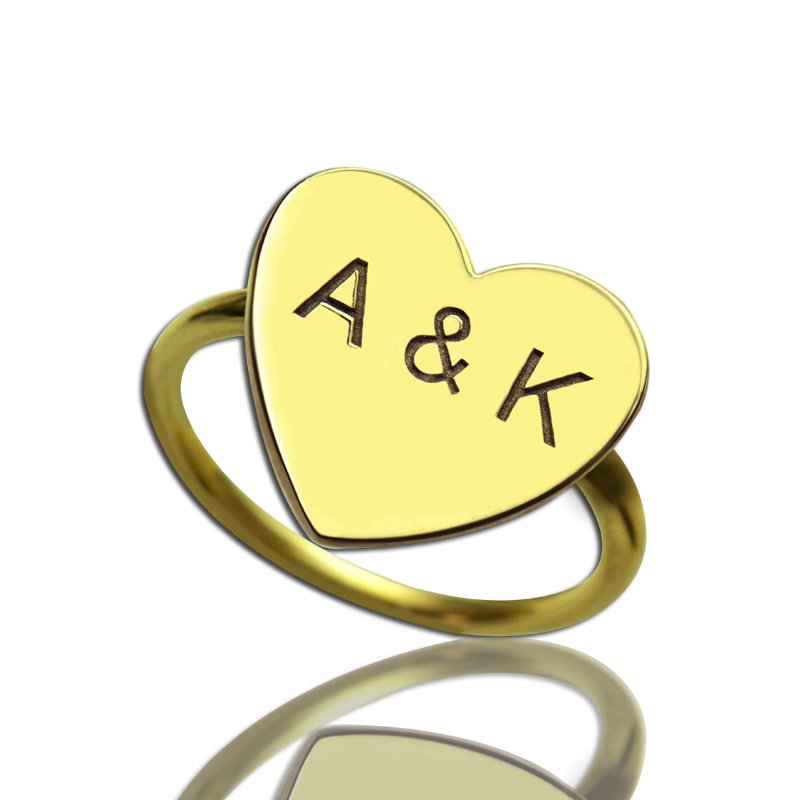 Gravierte Schatz Ring mit Doppel Initialen 18ct Gold überzogen