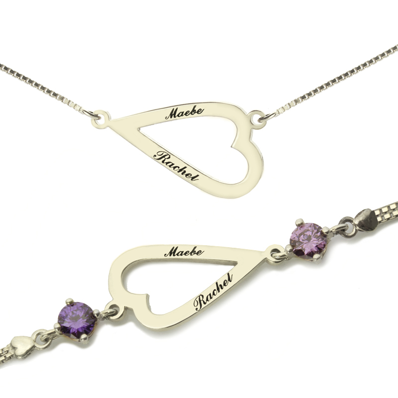 Lieber Schmuck Set Open Heart Namenskette Armband