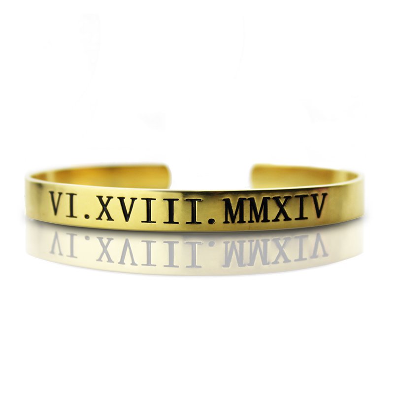 Personalisierte römische Ziffer Armband 18 karätigem Gold überzogen
