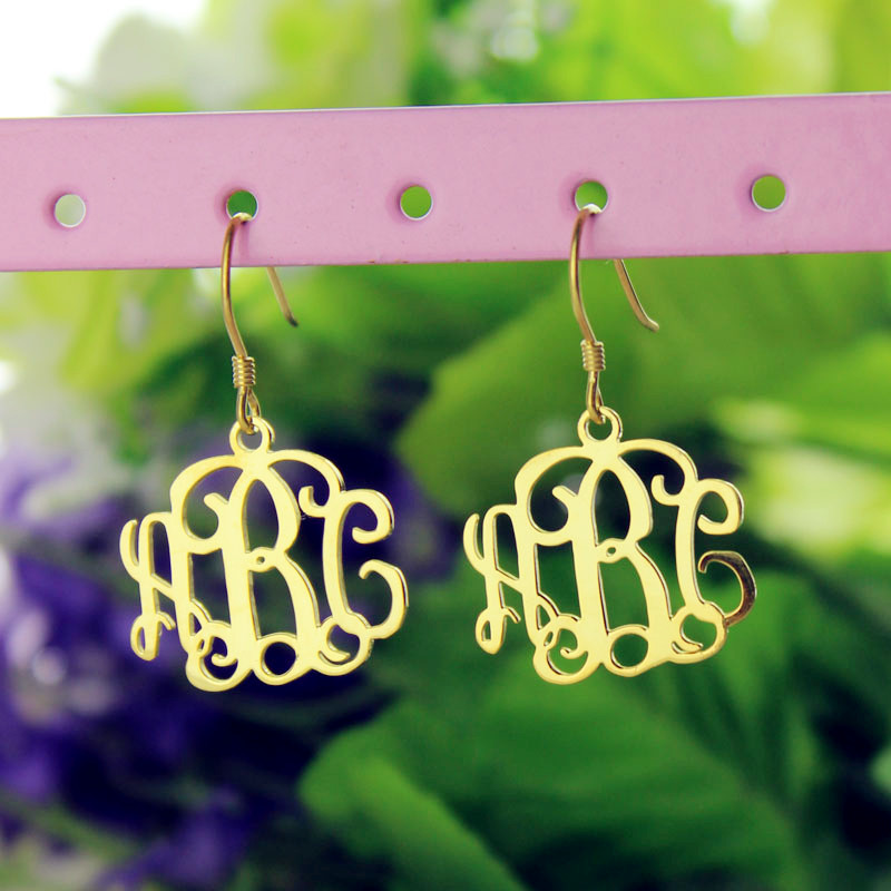 18ct Gold überzogene Monogramm Ohrringe
