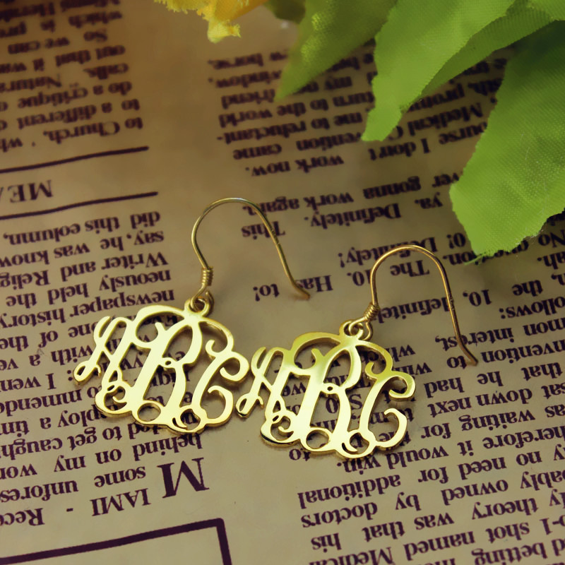 18ct Gold überzogene Monogramm Ohrringe