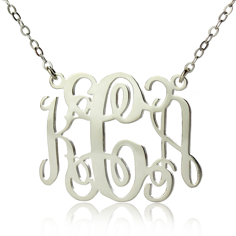 Alexis Bellino Art Monogramm Halskette Fest Weißgold 18 Karat
