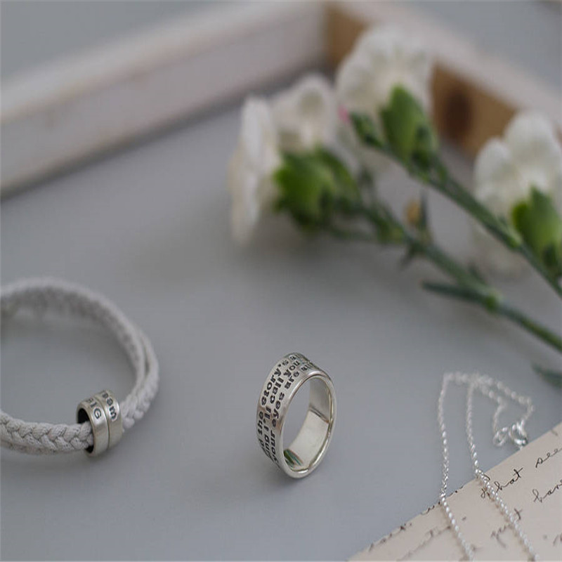 Personalisierte Sterling Silber Nachricht Ring