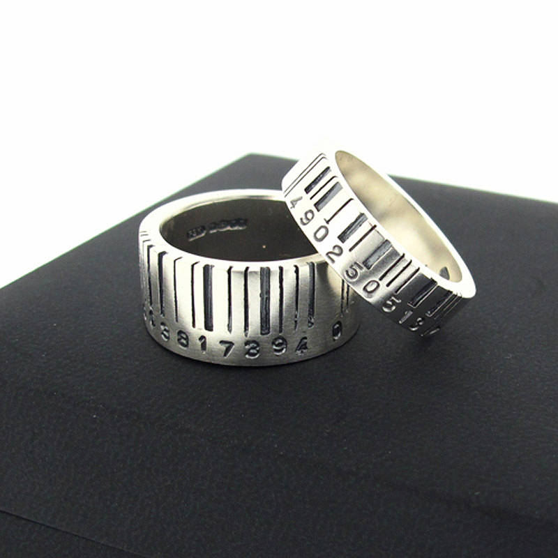 Extra Wide Silber Barcode Ring