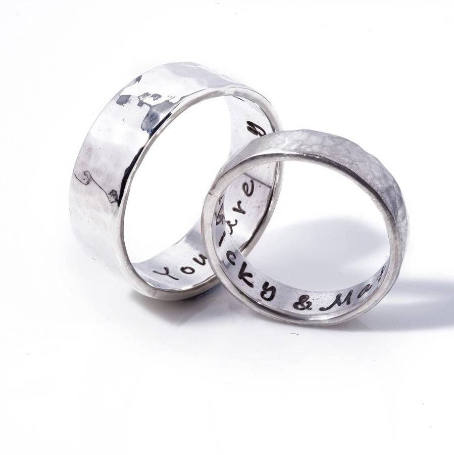 Gehämmert Personalisierte Silber Ring