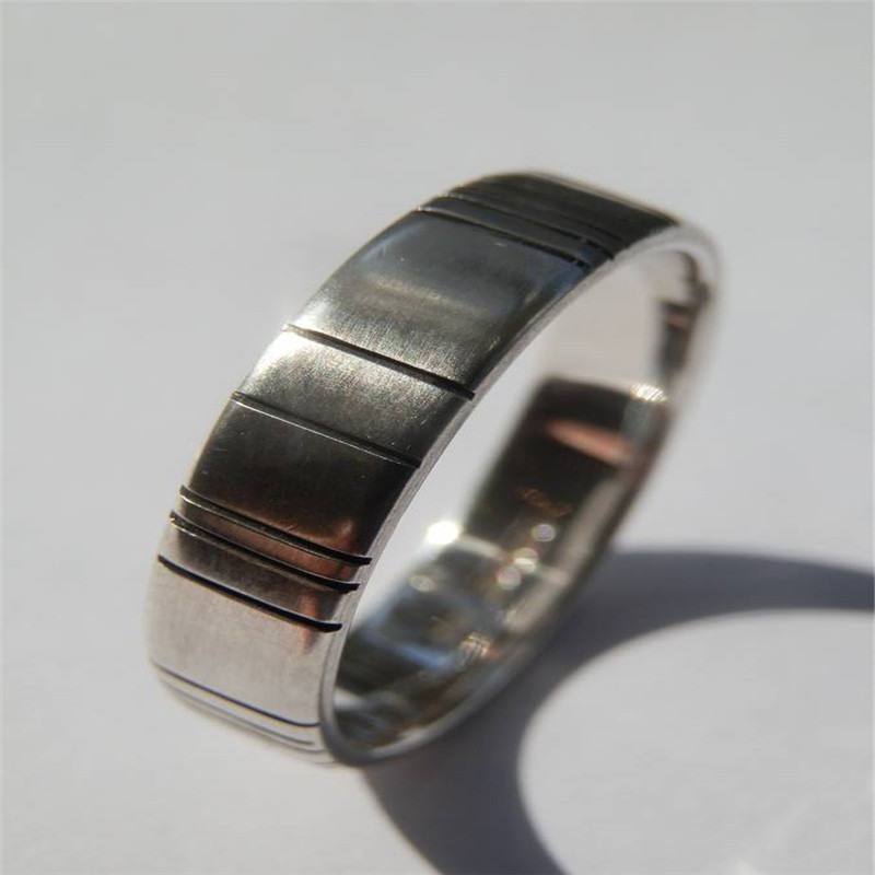 Mens Silber Barcode oxidierter Ring