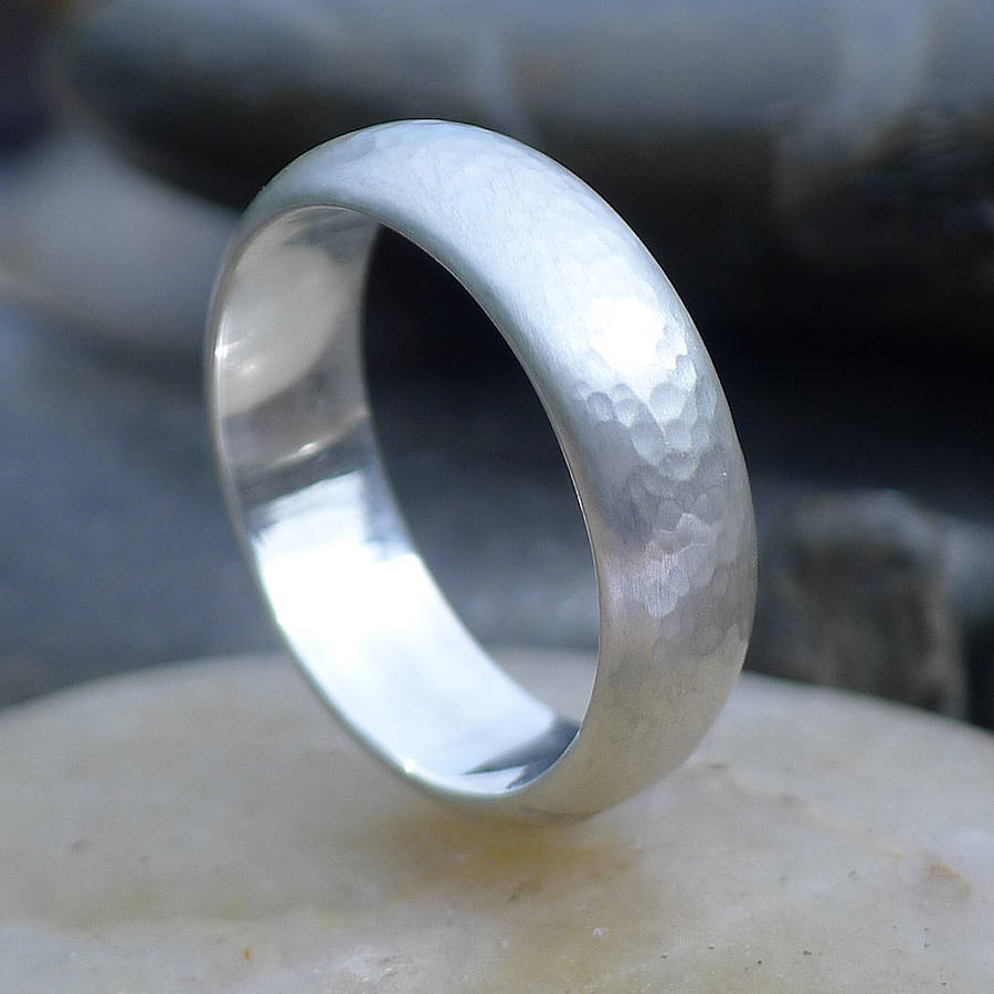 Mens Hammered Sterling Silber Ring