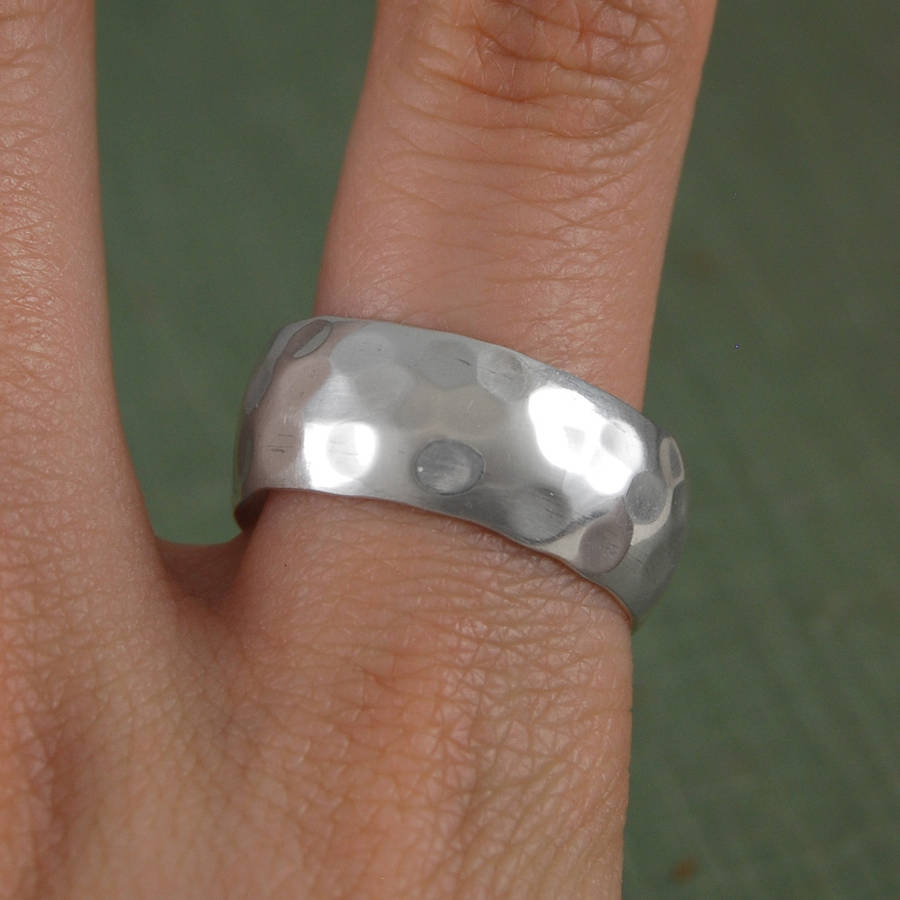 Mens Hammered Sterling Silber Ring