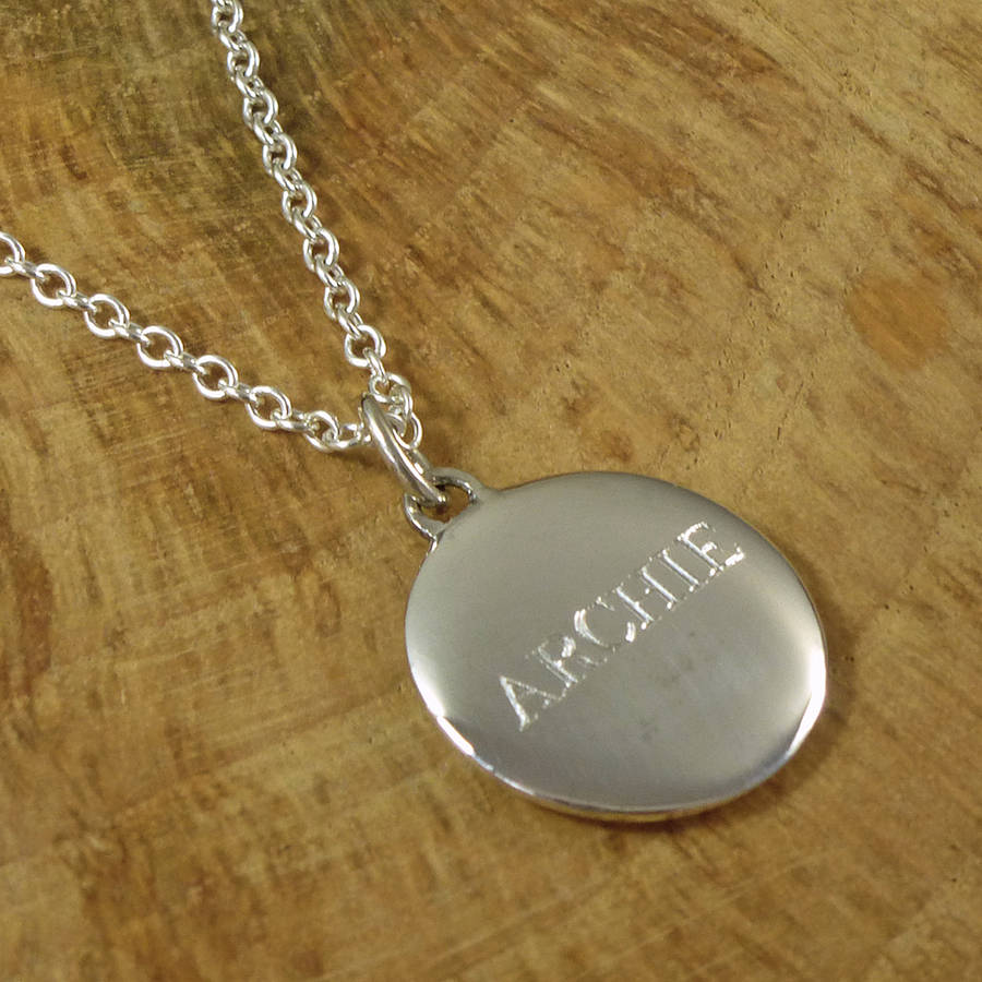 Personalisierte Herren Silber Pebble Halskette