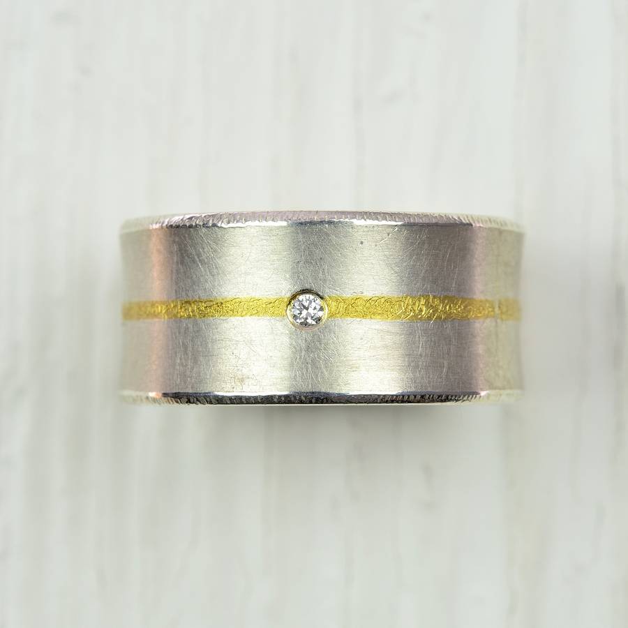 Silber und Fused Gold Diamant Ring