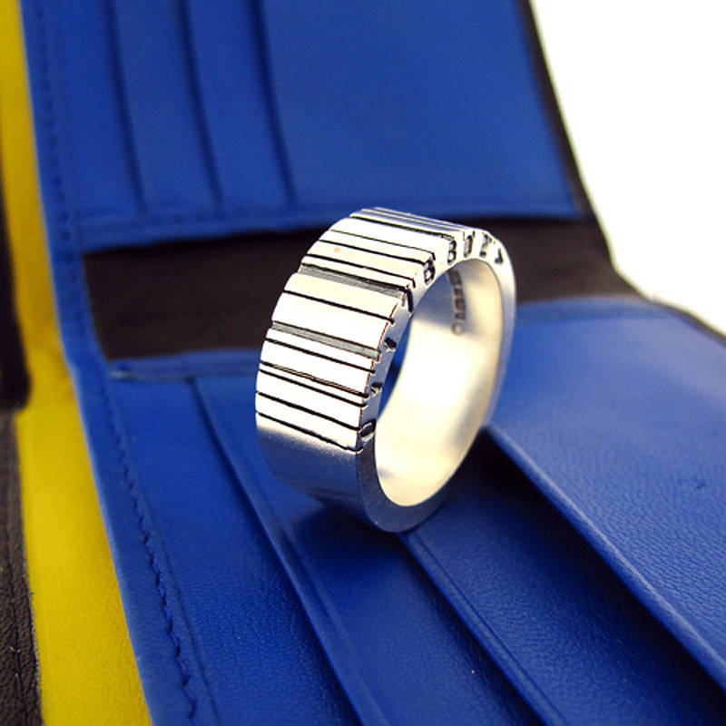 Weit Silber Barcode Ring