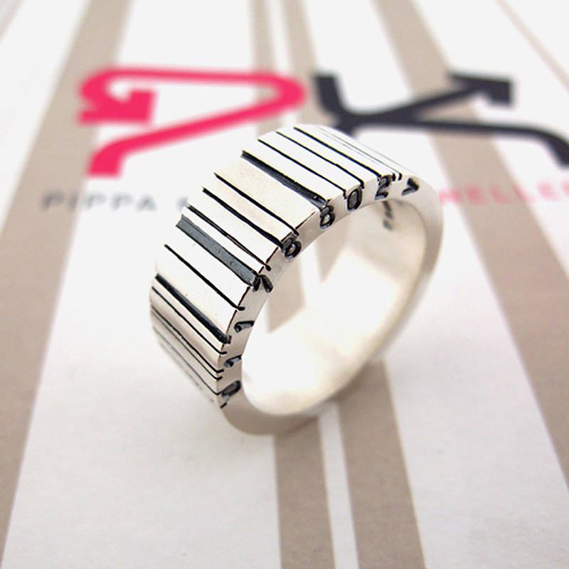 Weit Silber Barcode Ring